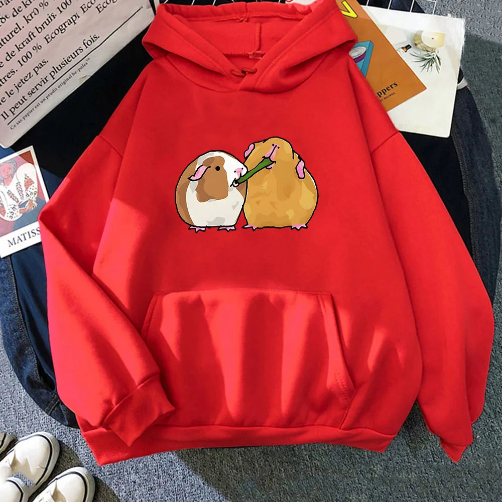 kawaiies-softtoys-plushies-kawaii-plush-Guinea Pig Sharing is Caring Unisex Hoodie Apparel Red XS 