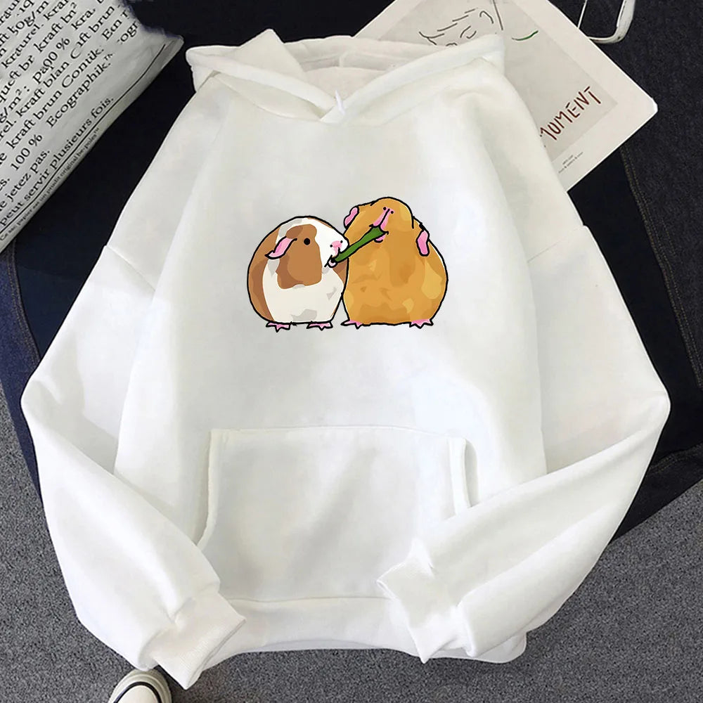 kawaiies-softtoys-plushies-kawaii-plush-Guinea Pig Sharing is Caring Unisex Hoodie Apparel White M 