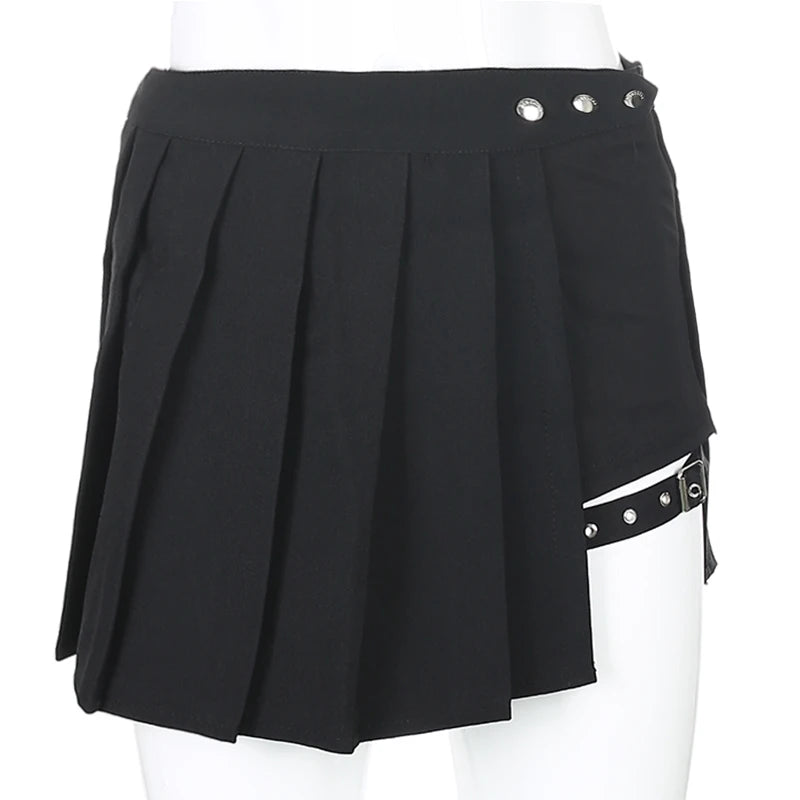 kawaiies-softtoys-plushies-kawaii-plush-Half-Cut High Waist Black Checked Mini Skirts Apparel 