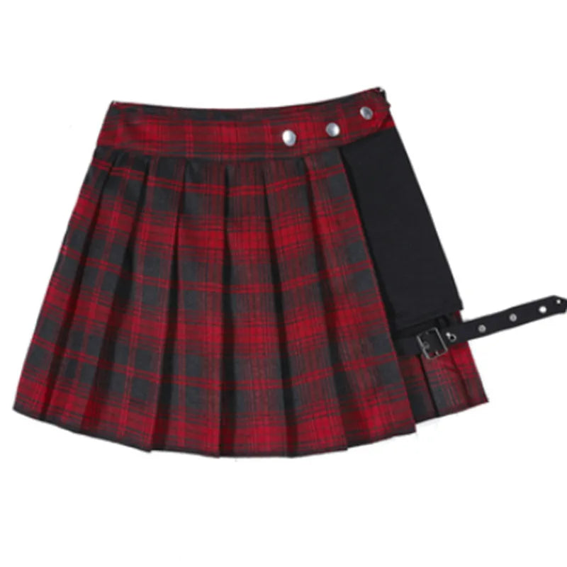 kawaiies-softtoys-plushies-kawaii-plush-Half-Cut High Waist Black Checked Mini Skirts Apparel 