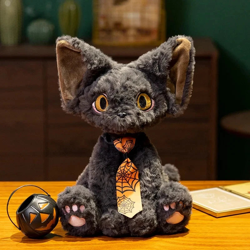 kawaiies-softtoys-plushies-kawaii-plush-Halloween Black Witch Cat Plushies Soft toy Tie with Pumpkin 