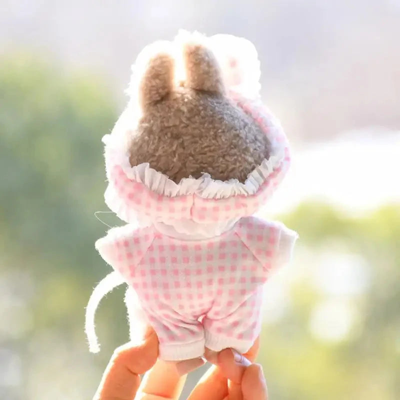 kawaiies-softtoys-plushies-kawaii-plush-Handmade Labubu Plaid Floral Pajamas Outfit with Accessories Accessories 