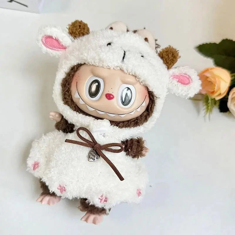 kawaiies-softtoys-plushies-kawaii-plush-Handmade Labubu White Sheep Overalls Outfit Accessories 