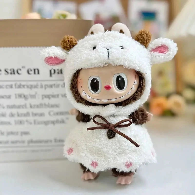 kawaiies-softtoys-plushies-kawaii-plush-Handmade Labubu White Sheep Overalls Outfit Accessories 