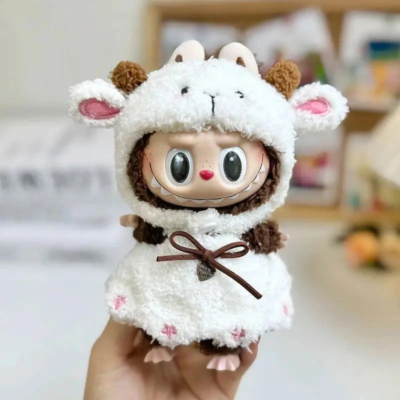 kawaiies-softtoys-plushies-kawaii-plush-Handmade Labubu White Sheep Overalls Outfit Accessories 