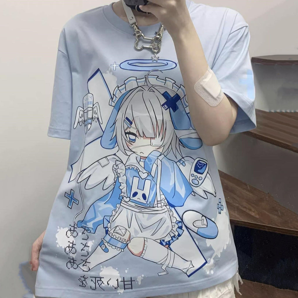 kawaiies-softtoys-plushies-kawaii-plush-Harajuku Blue Angel Girl Women's Tee Apparel 