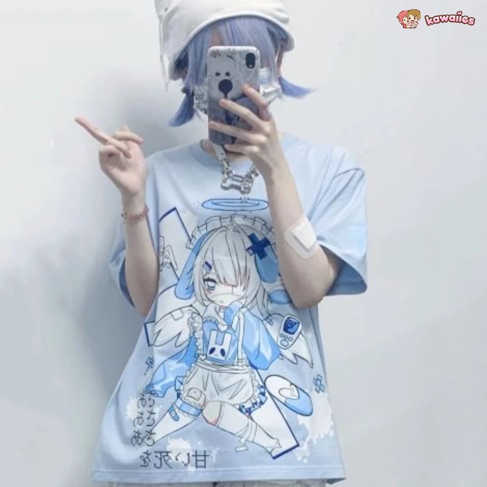 kawaiies-softtoys-plushies-kawaii-plush-Harajuku Blue Angel Girl Women's Tee Apparel 