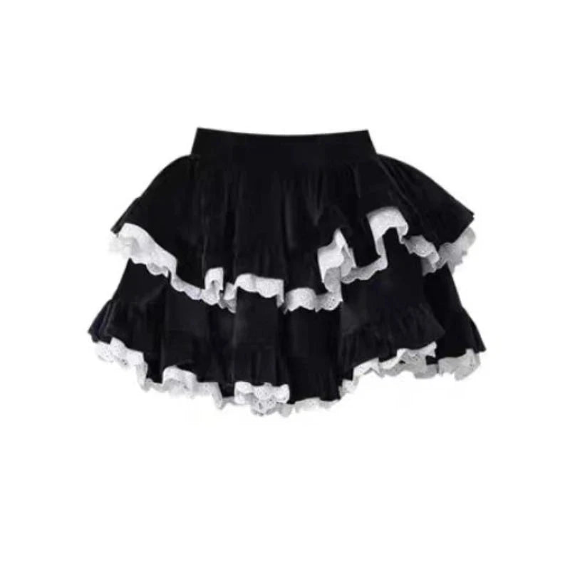 kawaiies-softtoys-plushies-kawaii-plush-Harajuku Goth Ribbon Skirt Two Piece Set Apparel Skirt Size S(40-45Kg) 