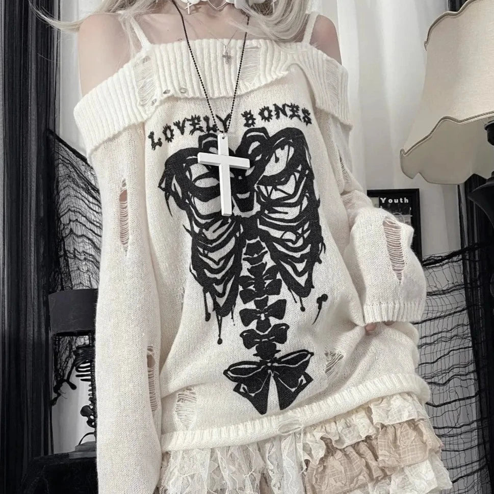 kawaiies-softtoys-plushies-kawaii-plush-Harajuku Insomnia Gothic Knitted Pullovers Women Apparel 