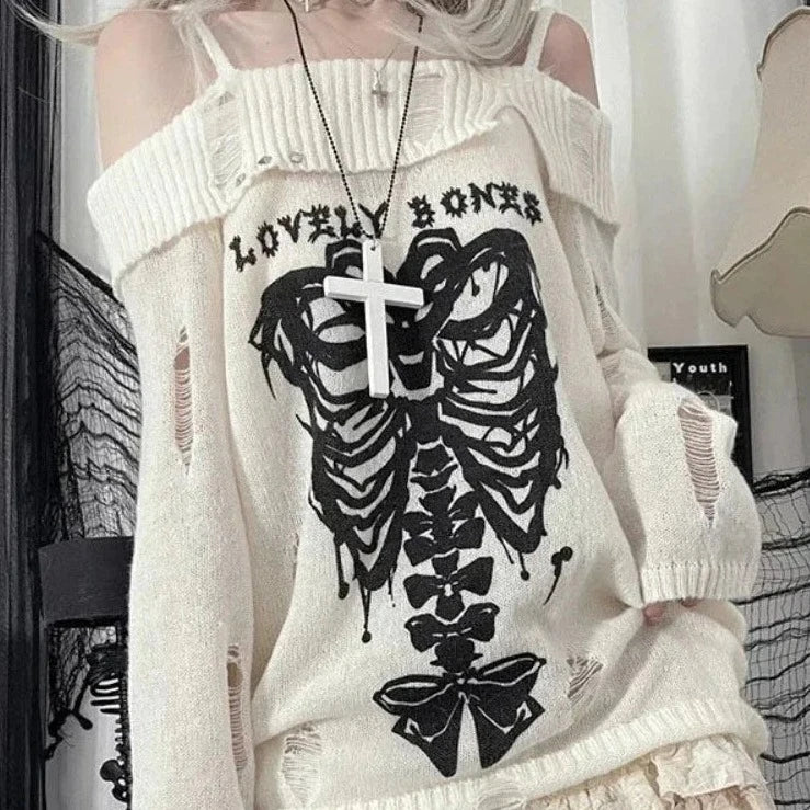 kawaiies-softtoys-plushies-kawaii-plush-Harajuku Insomnia Gothic Knitted Pullovers Women Apparel 