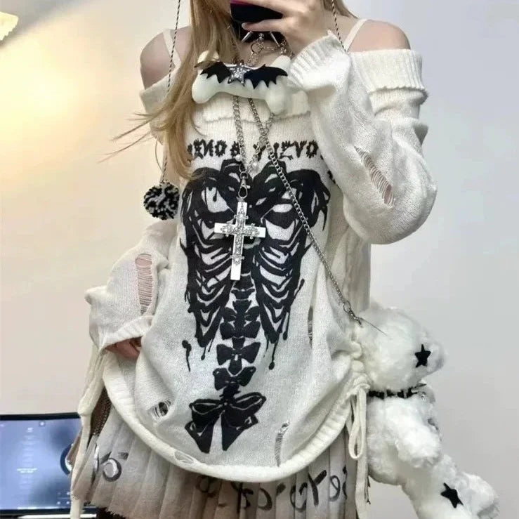 kawaiies-softtoys-plushies-kawaii-plush-Harajuku Insomnia Gothic Knitted Pullovers Women Apparel 