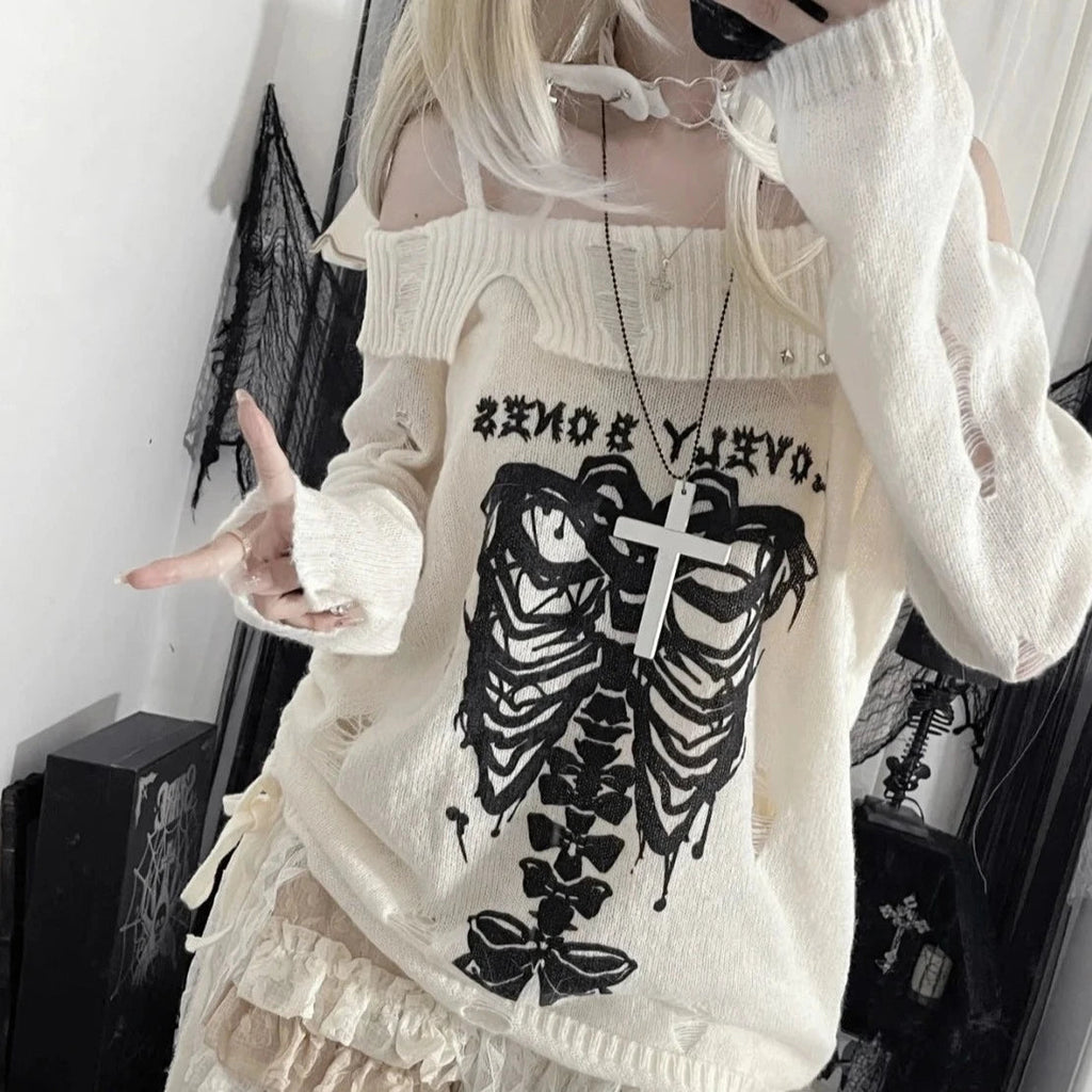 kawaiies-softtoys-plushies-kawaii-plush-Harajuku Insomnia Gothic Knitted Pullovers Women Apparel 