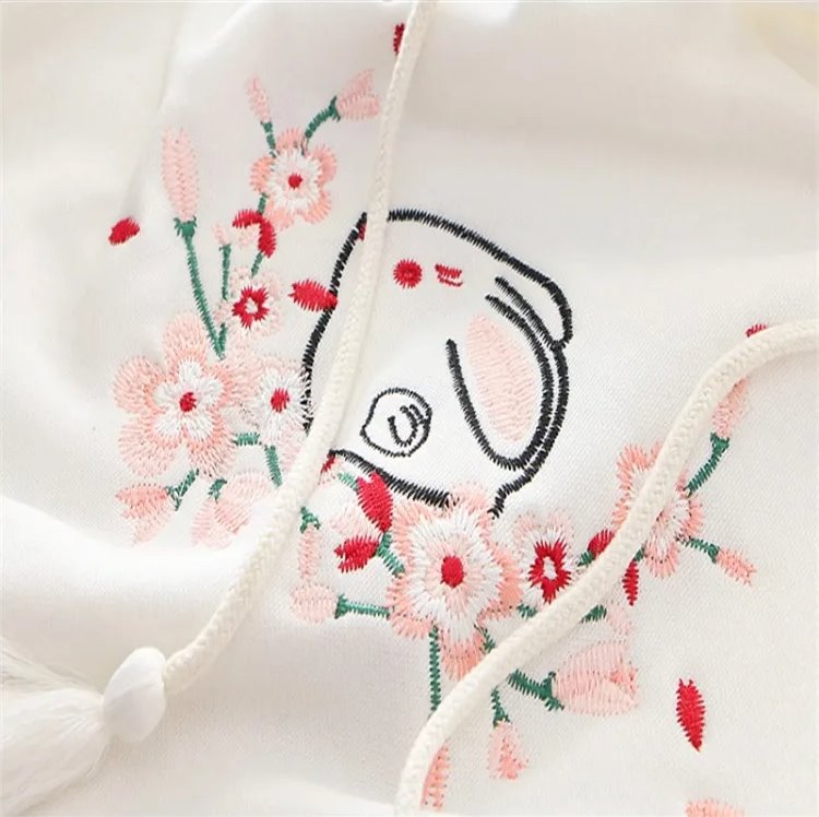 kawaiies-softtoys-plushies-kawaii-plush-Harajuku White Pink Bunny Sakura Embroidery Hoodie Apparel 