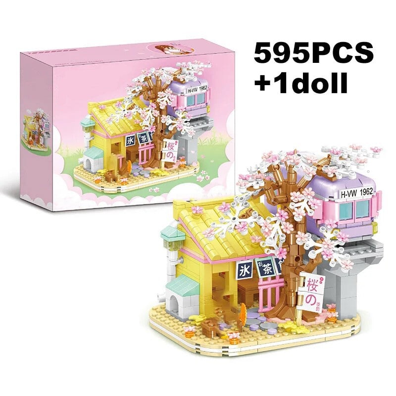 kawaiies-softtoys-plushies-kawaii-plush-Izakaya and Chashitsu Sakura Micro Building Blocks Build it Chashitsu With Box 