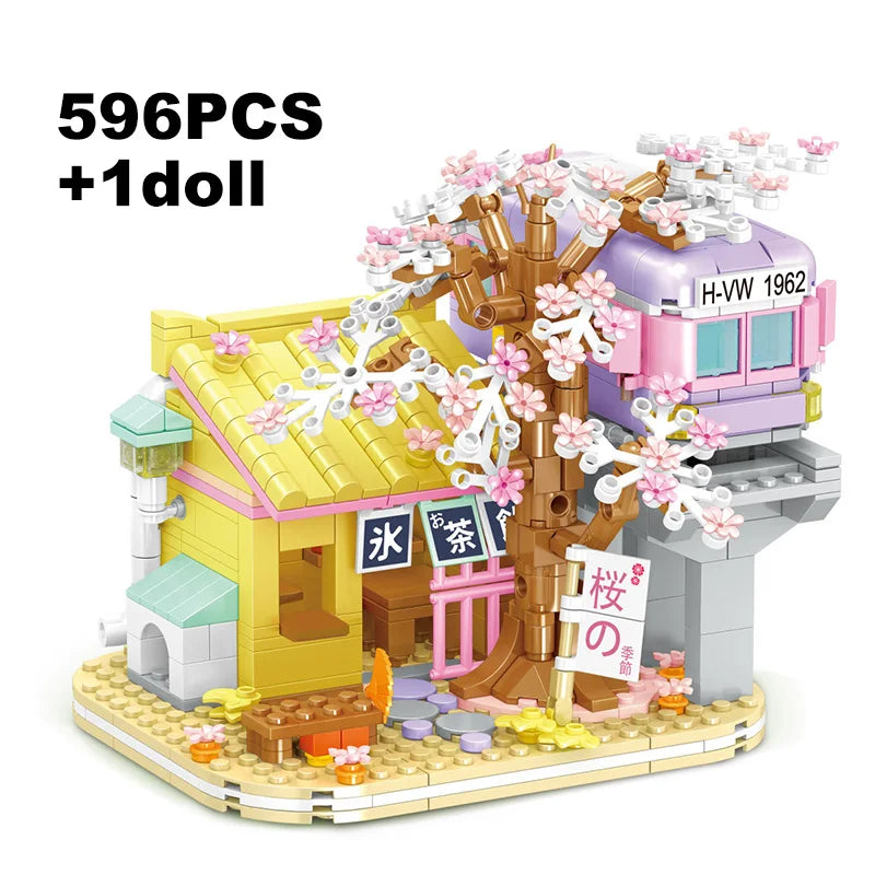 kawaiies-softtoys-plushies-kawaii-plush-Izakaya and Chashitsu Sakura Micro Building Blocks Build it Chashitsu Without Box 