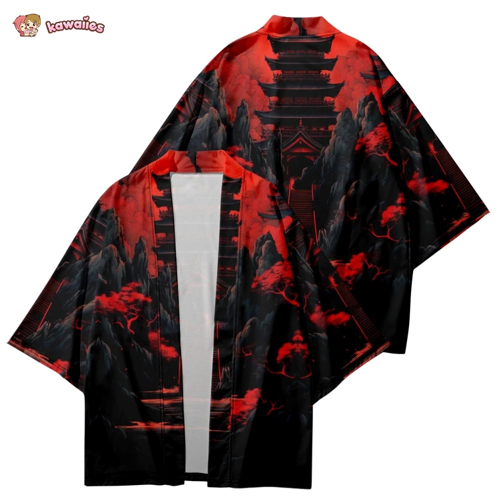 kawaiies-softtoys-plushies-kawaii-plush-Japanes-themed Gloomy Path to Pagoda Unisex Kimono Kimono 