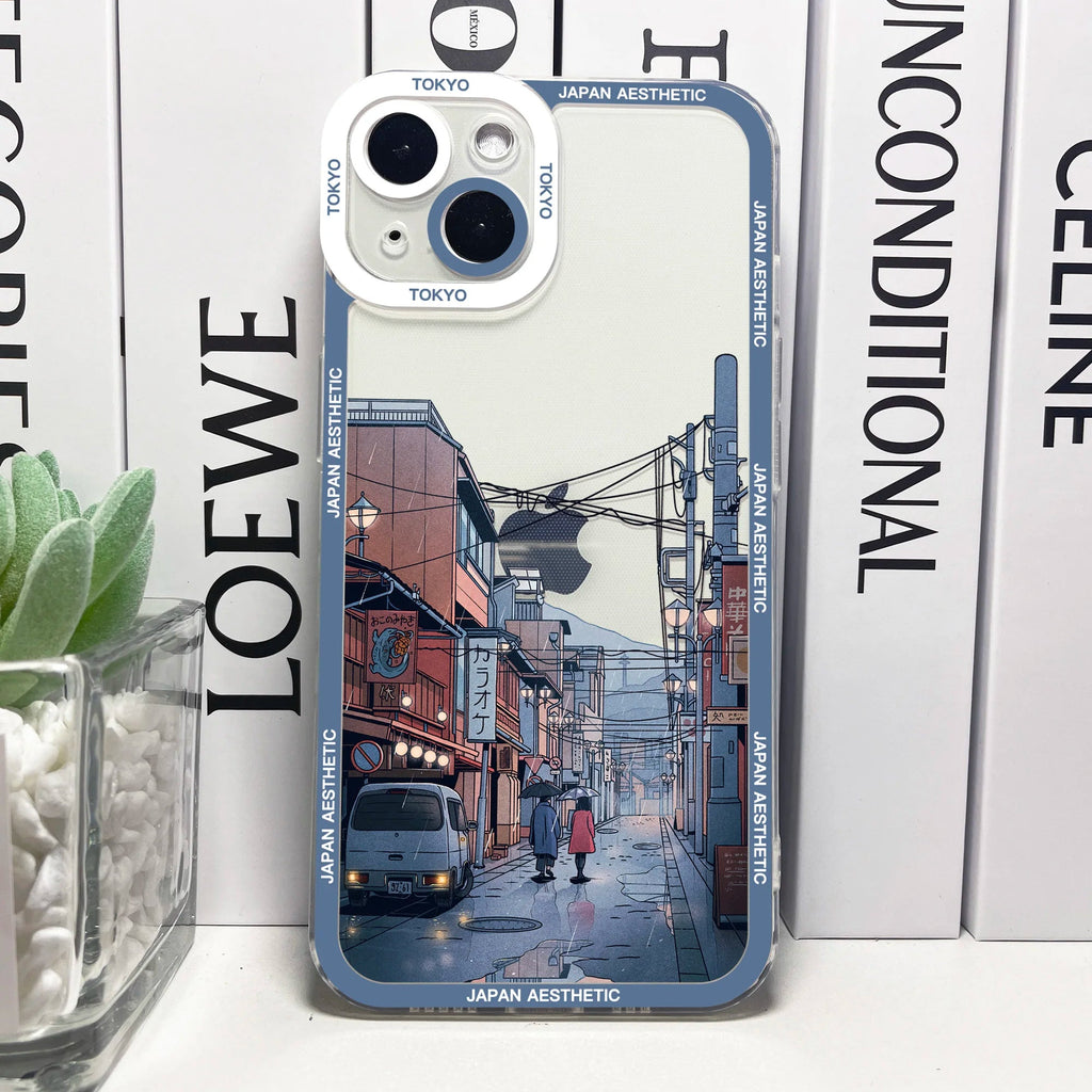 kawaiies-softtoys-plushies-kawaii-plush-Japanese Aesthetic Streets of Kyoto iPhone Case Accessories Rainy Day iPhone X XS 