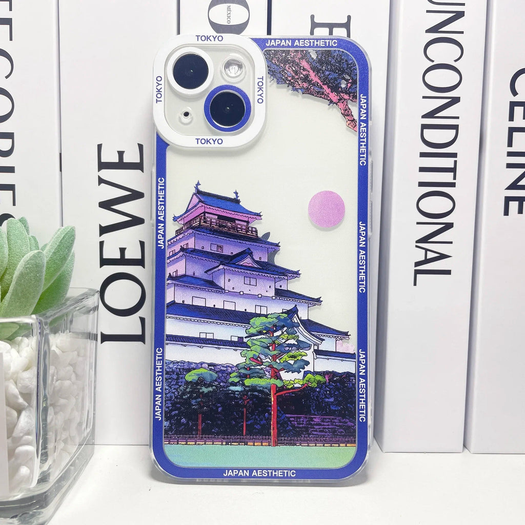 kawaiies-softtoys-plushies-kawaii-plush-Japanese Aesthetic Temple Castles Osaka Tokyo iPhone Case Accessories Purple iPhone X XS 