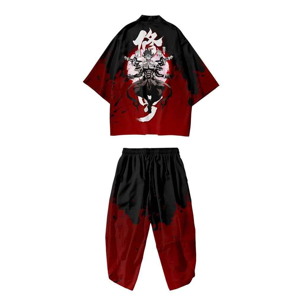 kawaiies-softtoys-plushies-kawaii-plush-Japanese Anime Asura Blades Men Two-Piece Kimono Yukata Top & Pants Sets Kimono 