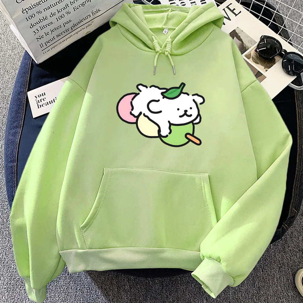 kawaiies-softtoys-plushies-kawaii-plush-Japanese Dango Luckie the Dog Unisex Hoodie Apparel Light Green XL 