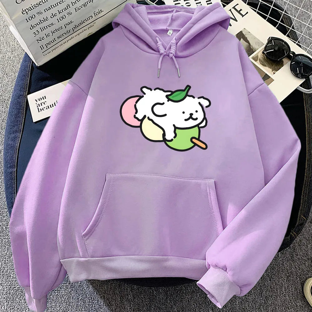 kawaiies-softtoys-plushies-kawaii-plush-Japanese Dango Luckie the Dog Unisex Hoodie Apparel Light Purple L 