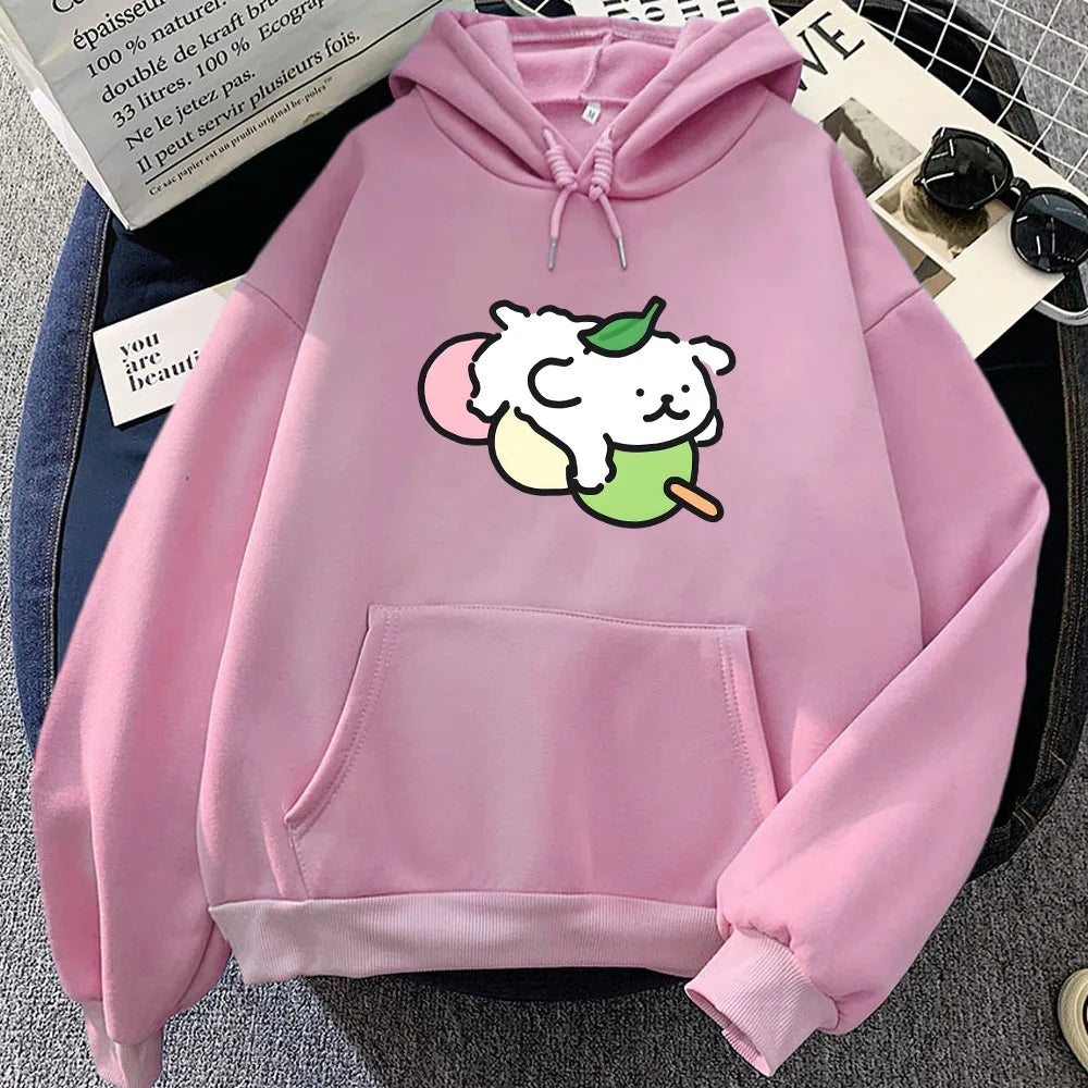 kawaiies-softtoys-plushies-kawaii-plush-Japanese Dango Luckie the Dog Unisex Hoodie Apparel Pink XS 