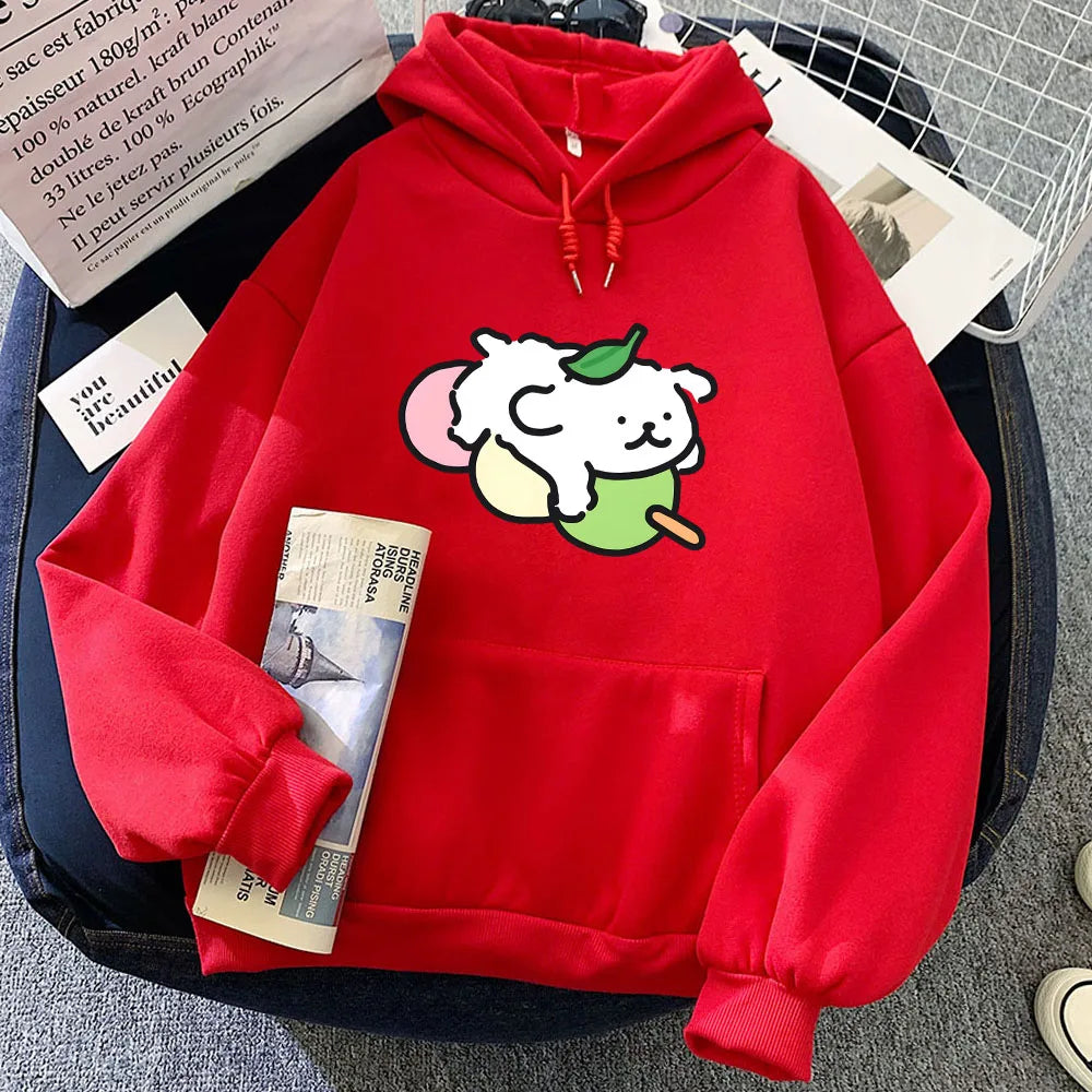 kawaiies-softtoys-plushies-kawaii-plush-Japanese Dango Luckie the Dog Unisex Hoodie Apparel Red XXL 