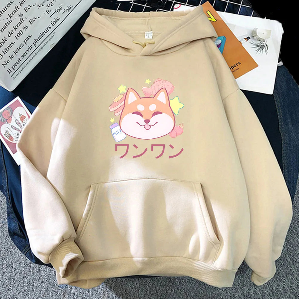 kawaiies-softtoys-plushies-kawaii-plush-Japanese Kawaii Shiba Inu Unisex Hoodie Apparel Cream XS 