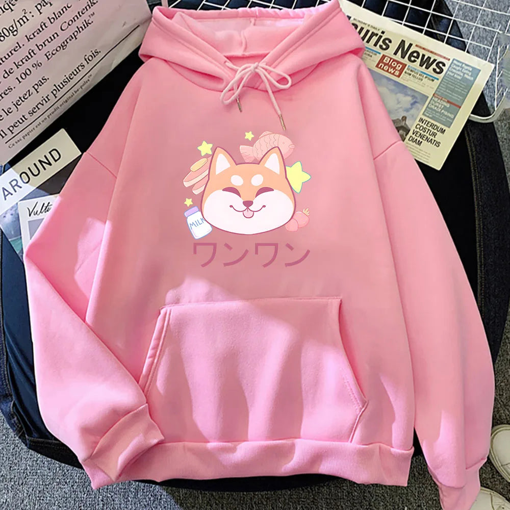 kawaiies-softtoys-plushies-kawaii-plush-Japanese Kawaii Shiba Inu Unisex Hoodie Apparel Pink S 