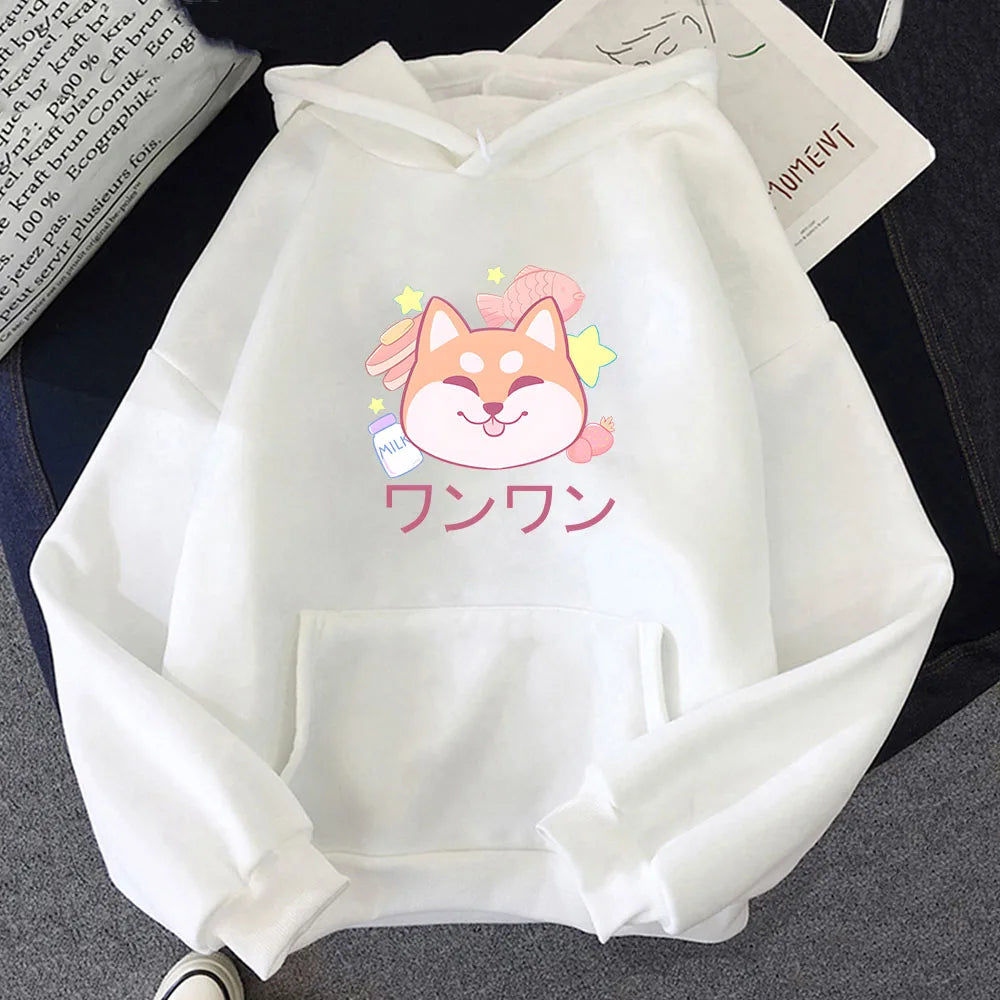 kawaiies-softtoys-plushies-kawaii-plush-Japanese Kawaii Shiba Inu Unisex Hoodie Apparel White S 