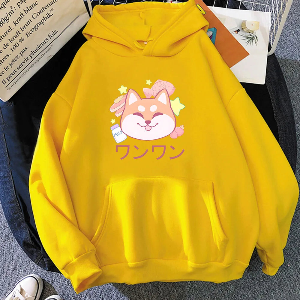 kawaiies-softtoys-plushies-kawaii-plush-Japanese Kawaii Shiba Inu Unisex Hoodie Apparel Yellow XS 