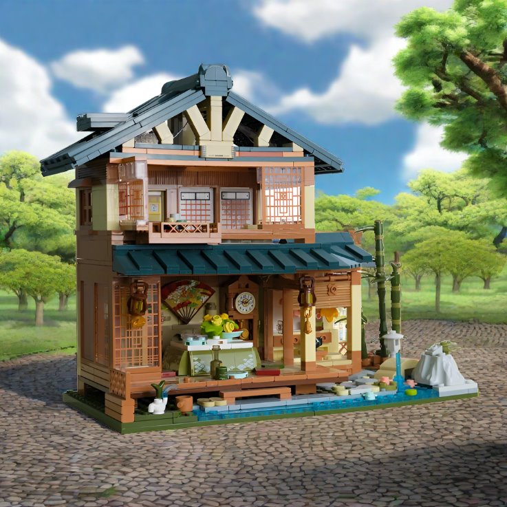 kawaiies-softtoys-plushies-kawaii-plush-Japanese Kissaten Tea Room Hut Building Blocks with Lights Build it 