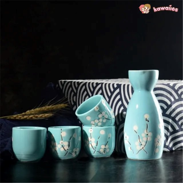 kawaiies-softtoys-plushies-kawaii-plush-Japanese-theme Sakura Blossom Ceramic Sake Set 5-Piece Cup Collection 2 Home Decor 