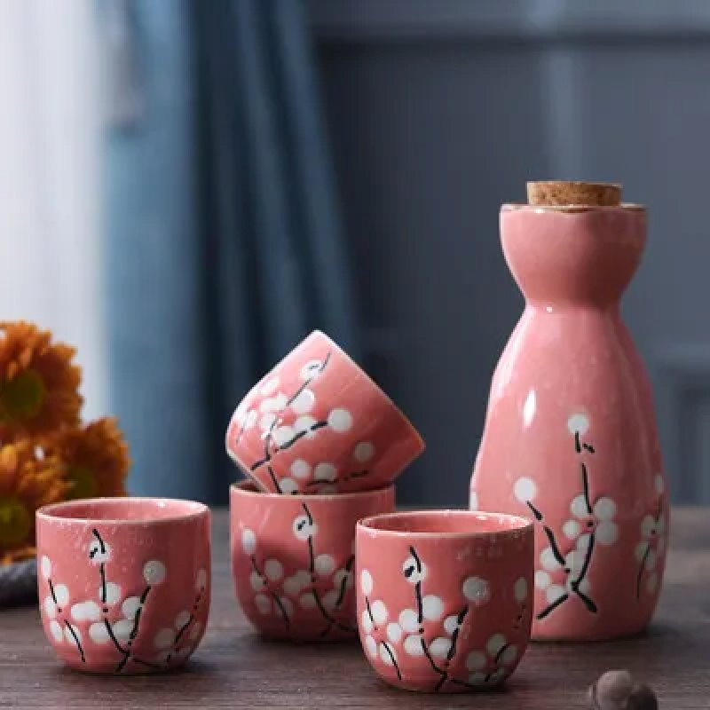 kawaiies-softtoys-plushies-kawaii-plush-Japanese-theme Sakura Blossom Ceramic Sake Set 5-Piece Cup Collection 2 Home Decor 