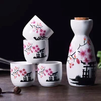 kawaiies-softtoys-plushies-kawaii-plush-Japanese-theme Sakura Blossom Ceramic Sake Set 5-Piece Cup Collection Home Decor 