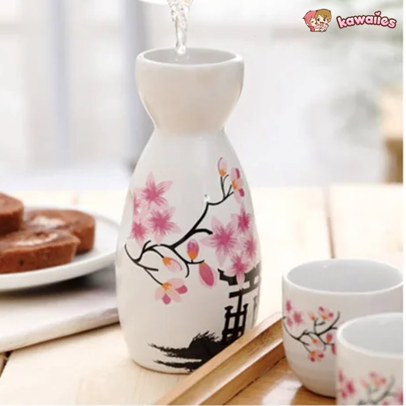 kawaiies-softtoys-plushies-kawaii-plush-Japanese-theme Sakura Blossom Ceramic Sake Set 5-Piece Cup Collection Home Decor 