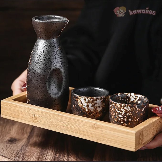 kawaiies-softtoys-plushies-kawaii-plush-Japanese-theme Stone Ceramic Sake Set 5-Piece Cup Collection Home Decor 