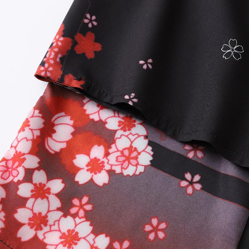 kawaiies-softtoys-plushies-kawaii-plush-Japanese-themed Black Red Fox Snake Shrine Women's Kimono Kimono 