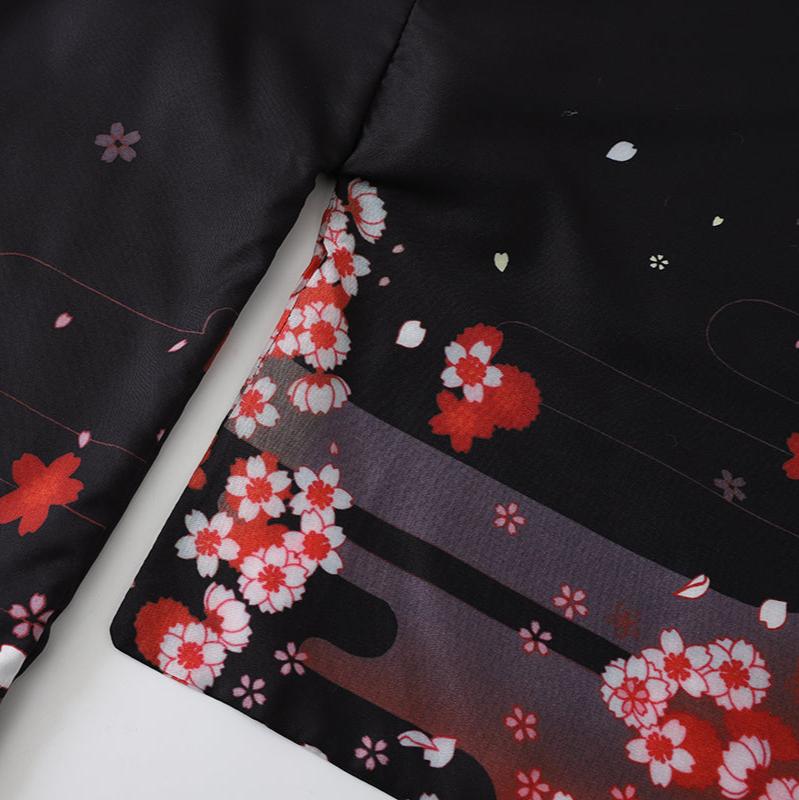 kawaiies-softtoys-plushies-kawaii-plush-Japanese-themed Black Red Fox Snake Shrine Women's Kimono Kimono 