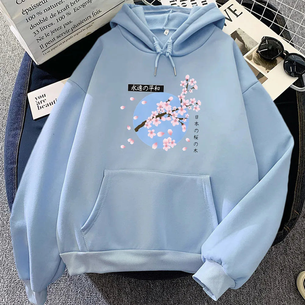 kawaiies-softtoys-plushies-kawaii-plush-Japanese-themed Cherry Blossom Blue Sky Unisex Hoodie Apparel Sky Blue XXXL 