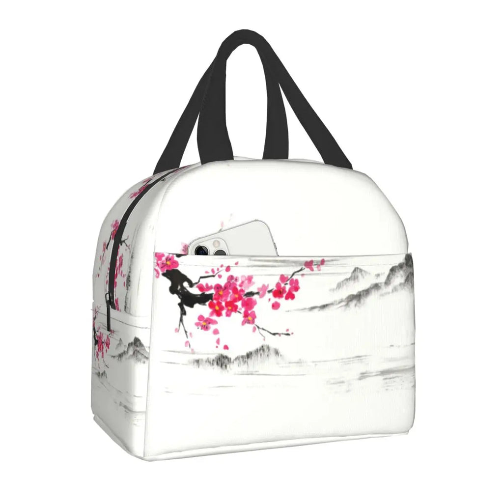 kawaiies-softtoys-plushies-kawaii-plush-Japanese-themed Cherry Blossom Insulated Lunch Bag Collection Bag Mountains 