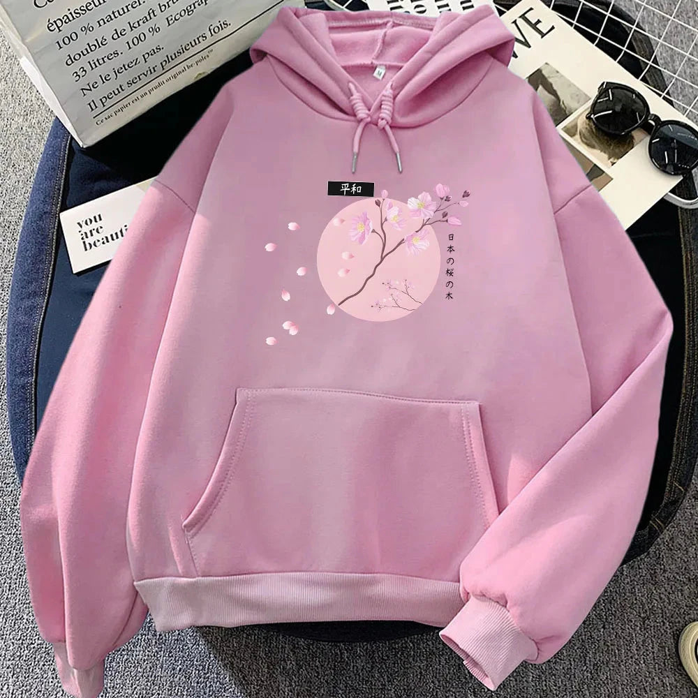 kawaiies-softtoys-plushies-kawaii-plush-Japanese-themed Cherry Blossom Pink Sun Unisex Hoodie Apparel Pink XS 