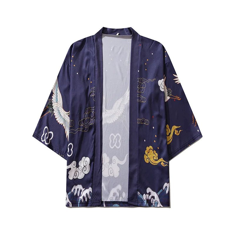 kawaiies-softtoys-plushies-kawaii-plush-Japanese-themed Crane Cloudy Waves Unisex Purple/White Kimono Kimono 