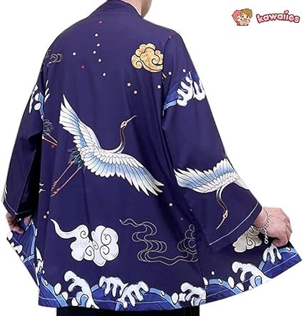 kawaiies-softtoys-plushies-kawaii-plush-Japanese-themed Crane Cloudy Waves Unisex Purple/White Kimono Kimono 