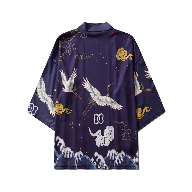 kawaiies-softtoys-plushies-kawaii-plush-Japanese-themed Crane Cloudy Waves Unisex Purple/White Kimono Kimono 