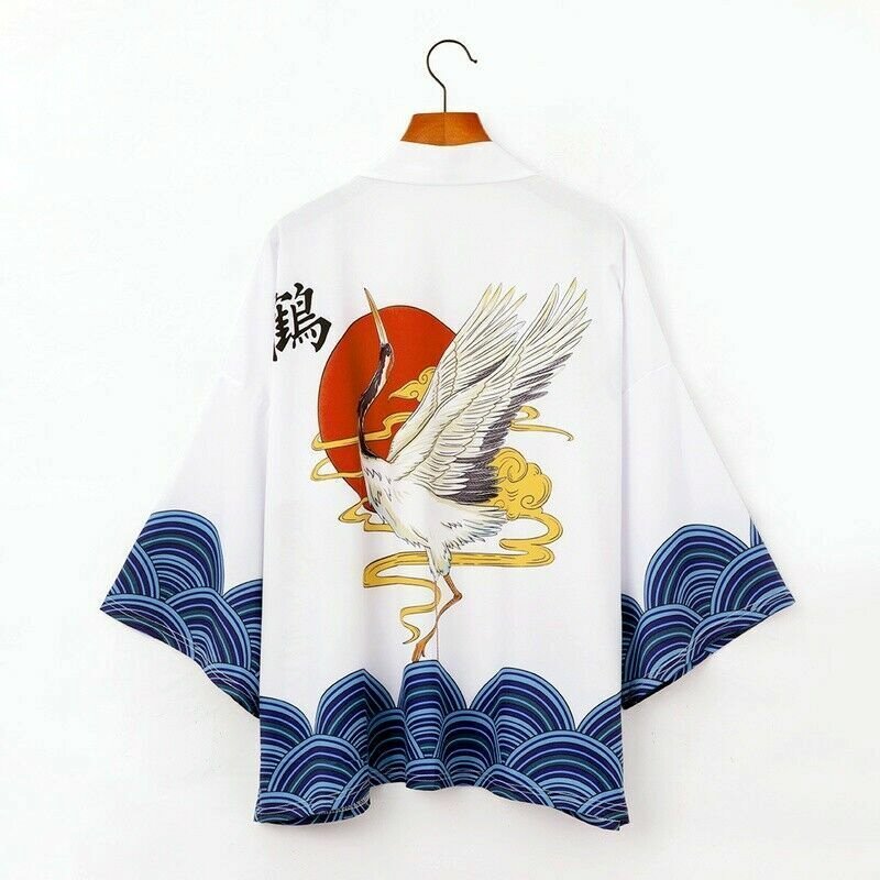 kawaiies-softtoys-plushies-kawaii-plush-Japanese-themed Crane Cloudy Waves Unisex Purple/White Kimono Kimono White M 