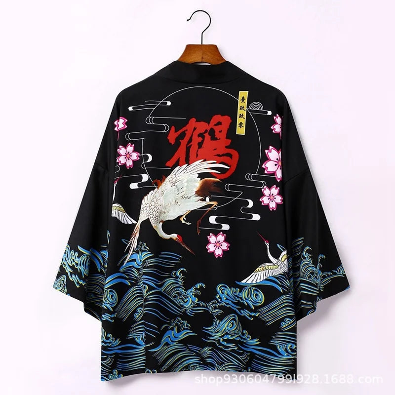 kawaiies-softtoys-plushies-kawaii-plush-Japanese-themed Crane Waves Unisex Kimono Kimono M 