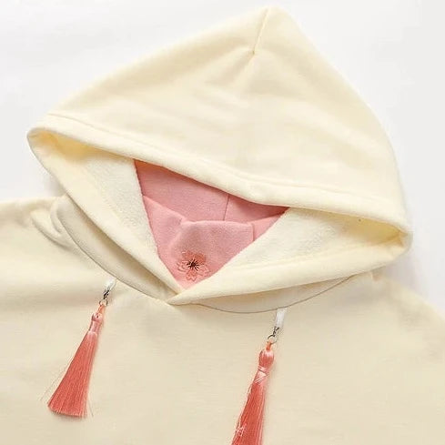 kawaiies-softtoys-plushies-kawaii-plush-Japanese-themed Cream Pink Sakura Two-Tone Hoodie Hoodies 