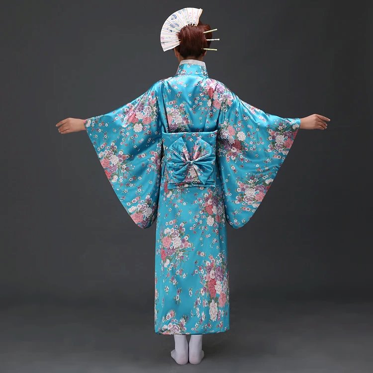 kawaiies-softtoys-plushies-kawaii-plush-Japanese-themed Elegant Sakura Floral Long Women's Kimonos Kimono 