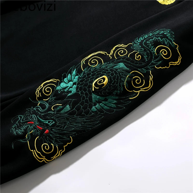 kawaiies-softtoys-plushies-kawaii-plush-Japanese-themed Emerald Dragon Embroidery Unisex Black Sweatshirt Apparel 